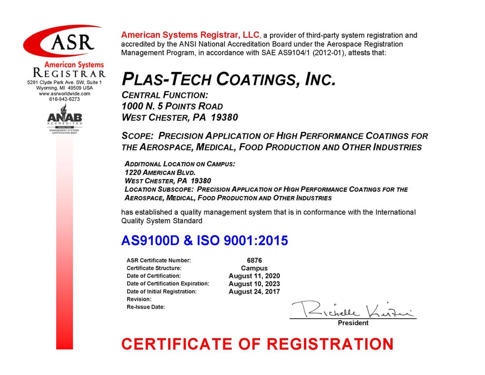 6876 Plas-Tech Coatings AS9100 Certificate Aug 2020-signed
