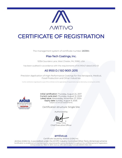 6876 Plas-Tech Coatings AS9100 Certificate Aug 2023-signed